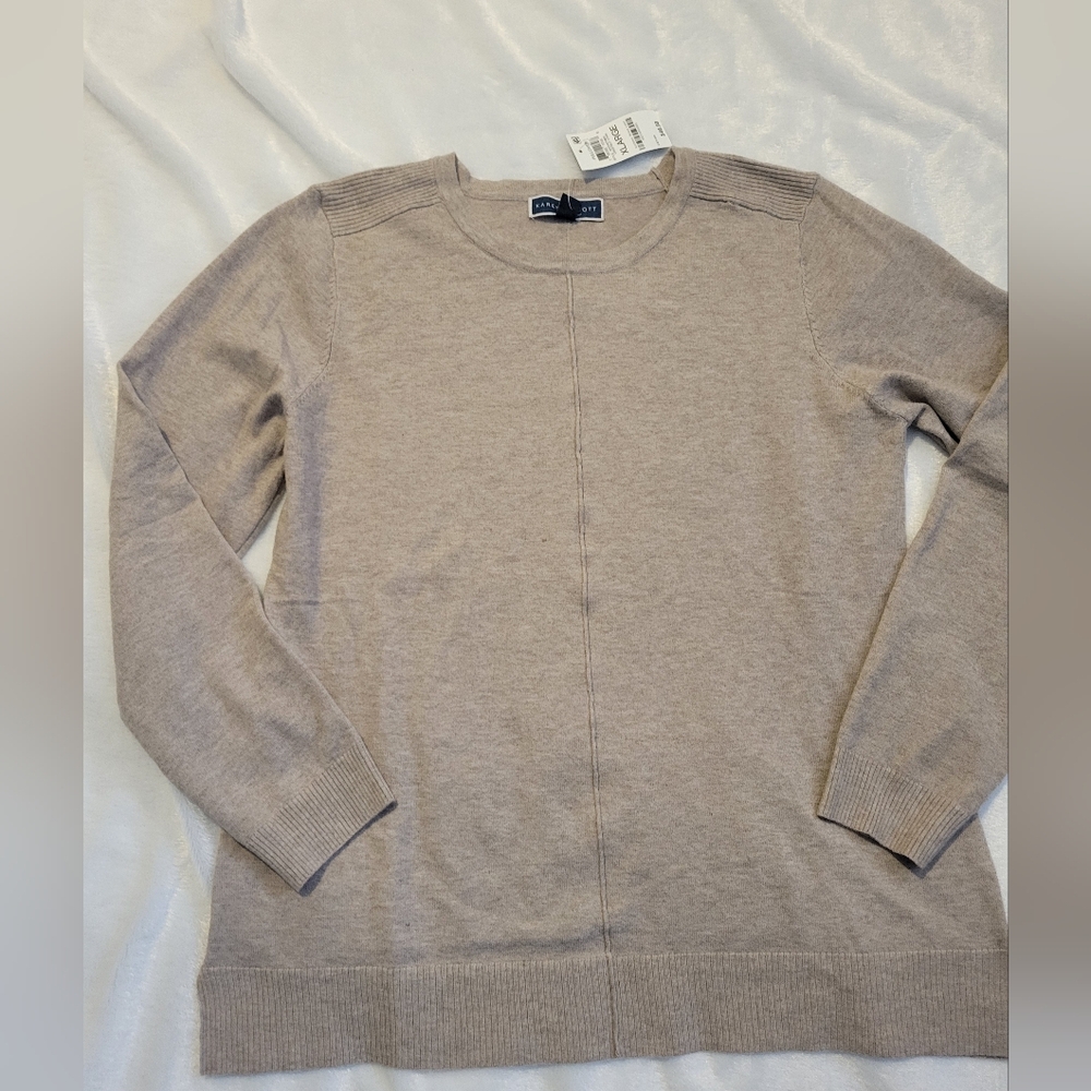 Karen Scott Women's Beige/khaki Crew Neck Sweater